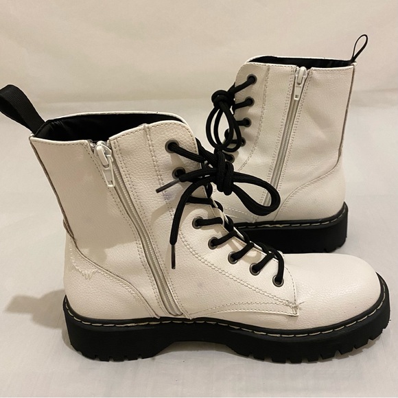 Sincerely Jules Harley White Leather Lace Up Zipper Combat Boots Size 7.5M - Picture 6 of 12